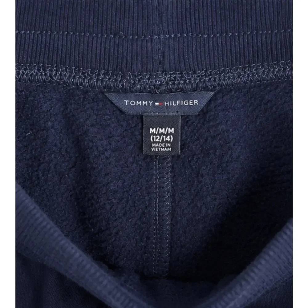 Tommy Hilfiger Youth Hoodie Jogger Set Navy Blue Logo Fleece Tracksuit Size L/M